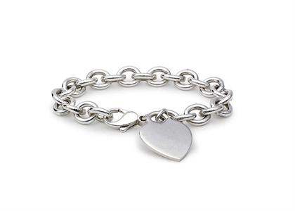 Silver Plated Womens Heart Charm Bracelet